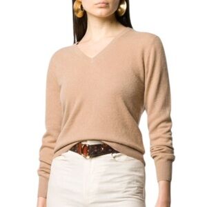 Naadam Camel Tan Cashmere Classic V-Neck Sweater - L
